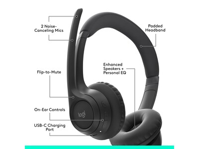 Logitech Zone Vibe 300 Wireless Noise-Canceling Bluetooth Stereo Headset (981-001406)