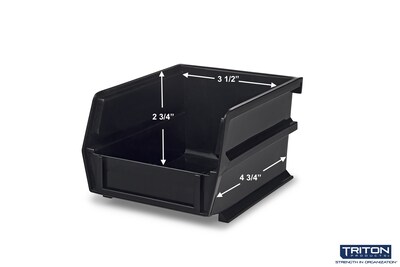 Triton Products LocBin Small Stackable Plastic Storage Bin, 3" x 4.125"x 5.375", 1.15 Qt., Black, 24/Pack (3-210BK)