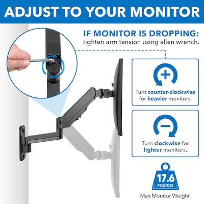 Mount-It! Adjustable Dual Monitor Wall Mount, Up to 32", Black (MI-1766B)