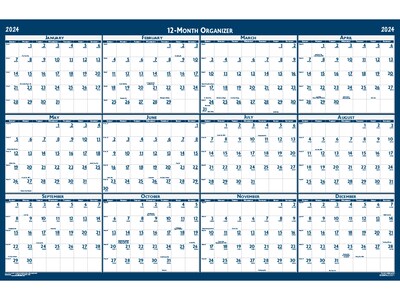 2024 House of Doolittle 32 x 48 Yearly Wet-Erase Wall Calendar, White/Blue (3961-24)