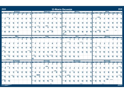 2024 House of Doolittle 32 x 48 Yearly Wet-Erase Wall Calendar, White/Blue (3961-24)