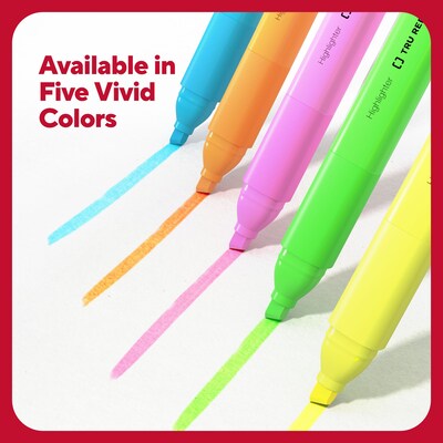 TRU RED™ Tank Highlighter with Grip, Chisel Tip, Yellow, 5/Pack (TR54577)