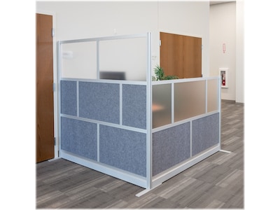 Luxor Modular Room Divider Add-On Wall, 48"H x 70"W, Gray PET/Frosted Acrylic (MW-7048-XFCG)