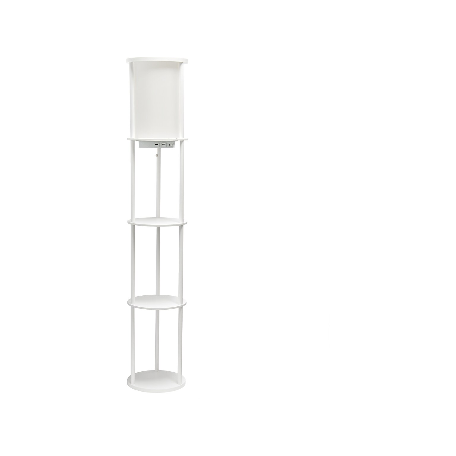 Simple Designs 62.5 Matte White Floor Lamp with Cylindrical Shade (LF2010-WHT)