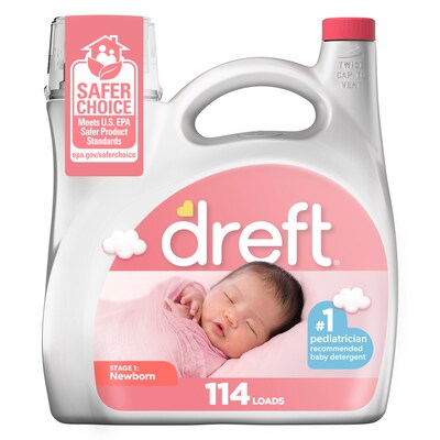 Dreft Newborn Baby HE Liquid Laundry Detergent, Gentle on Sensitive Skin, 150oz, 114 loads (12128)