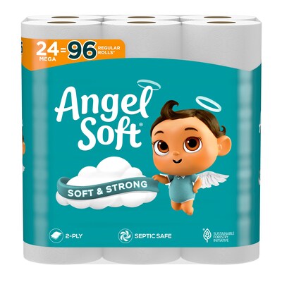 Angel Soft Mega Toilet Paper, 2-ply, White, 320 Sheets/Roll, 24 Rolls/Pack (794085)