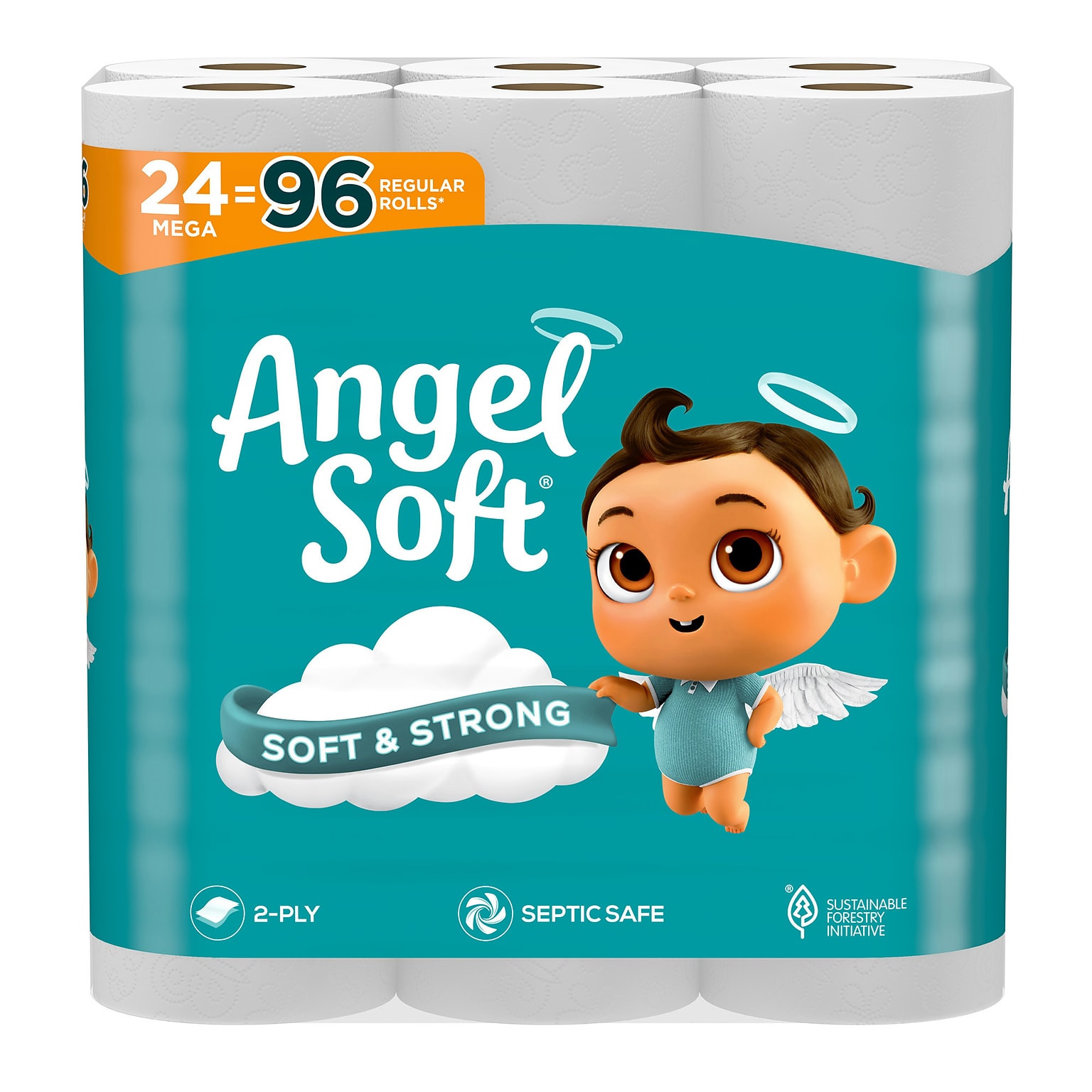 Angel Soft Mega Toilet Paper, 2-ply, White, 320 Sheets/Roll, 24 Rolls/Pack (794085)