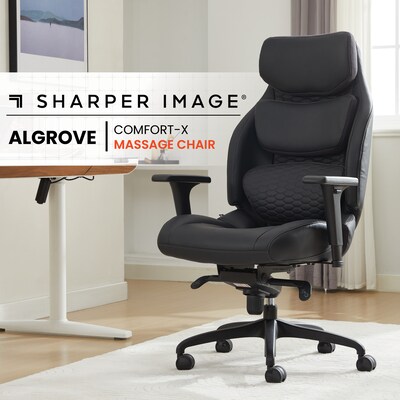Sharper Image Algrove Comfort-X Ergonomic Swivel Executive Massage Chair, Black/Dark Gray (60117-BLKGRY)