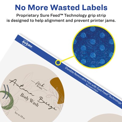 Avery Laser/Inkjet Round Multipurpose Labels, 3" Dia, 48 Labels/Pack (94513)