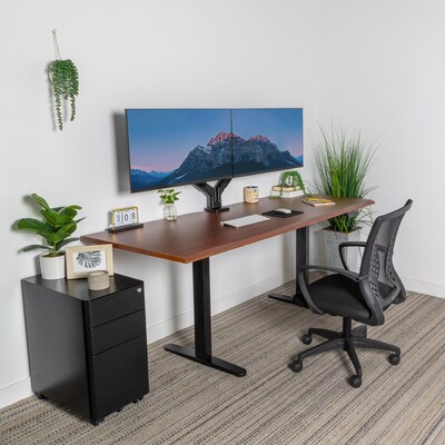 Mount-It! Dual Motor 72W Electric Adjustable Standing Desk, Black/Hazelnut Brown (MI-18126)