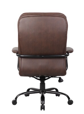 Boss LeatherPlus Faux Leather Executive Big & Tall Chair, 400 lb. Capacity, Bomber Brown (B991-BB)