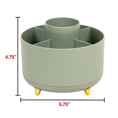 Staples 5-Compartment Rotating Plastic Desk Organizer, Sage Green (ST63866)