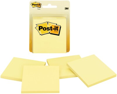 Post-it Notes, 3 x 3, Canary Collection, 50 Sheet/Pad, 4 Pads/Pack (5400)