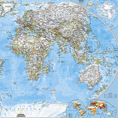 National Geographic World Classic Map, Poster Size and Laminated, 36" x 24" (NGMRE01020381)