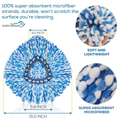 BISON LIFE Kleen Handler Microfiber Spin Mop Head Refill, Blue, 24/Pack (BPES-SPM-MFR-BL-L-1-24A)
