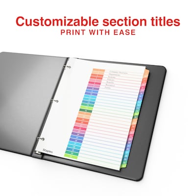 Staples Customizable Table of Contents Numeric Dividers, 1–31 Tabs, Multicolor
