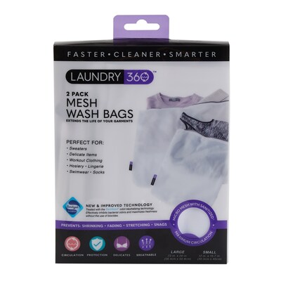 Laundry 360 Mesh Wash Bag Set, White, 2 Bags/Pack (W-82472)