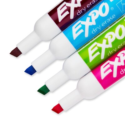 Expo Dry Erase Markers, Chisel Tip, Assorted, 4/Pack (81029)