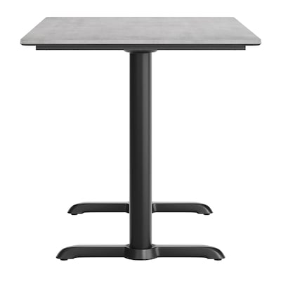 Flash Furniture Acadia Wooden Dining Table with T-Bases, 30"D x 48"W, Gray Faux Concrete/Black Base (ST3048CGT0522)