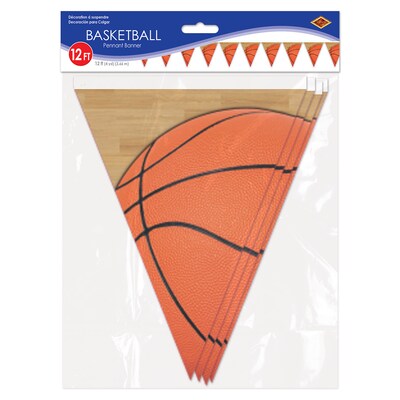 Beistle Basketball Pennant Banners, Multicolored, 3/Pack (53684)