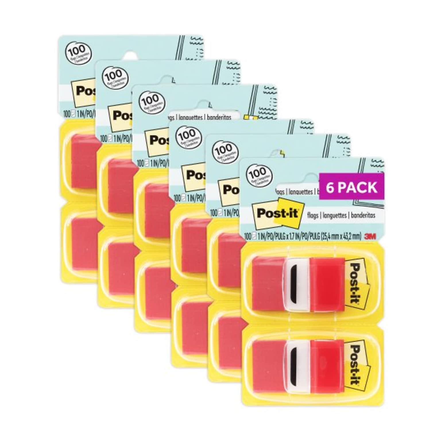 Post-it Flags Value Pack, 1, Red, 50 Flags/Dispenser, 12 Dispensers/Box (680-RD12)
