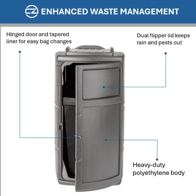 Commercial Zone PolyTec Polyethylene Indoor/Outdoor Swing Lid Trash Can, 25 Gallon, Gray (775903SE)
