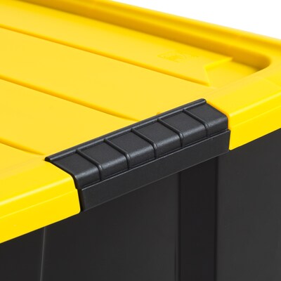Iris 60 Quart Storage Container with Lid, Plastic, Yellow, 6/Pack (500277)