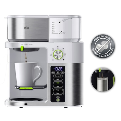 Braun MultiServe 10-Cup Automatic Drip Coffee Maker, White (KF9150WH)