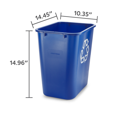 Coastwide Professional™ Plastic Indoor Recycling Container Without Lid, Blue Soft Molded Plastic, 7 Gallon (CW56432)