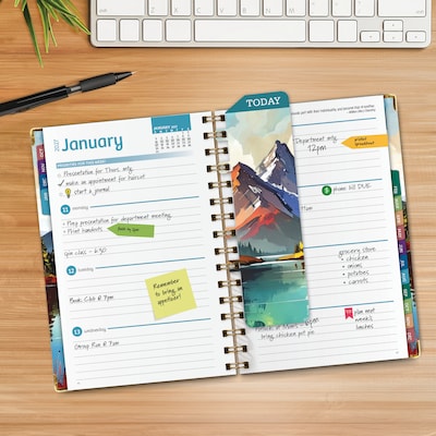2027 Excello Brands 6 x 8 Weekly & Monthly Standard Planner, Paperboard Cover, Lake View (FSHN-CY27-58-82)