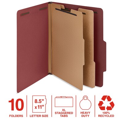 Staples 100% Recycled Heavy Duty Pressboard Classification Folder, 2-Dividers, 2 Expansion, Letter