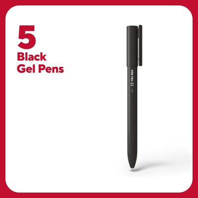 TRU RED™ Quick Dry Gel Pens, Medium Point, 0.7mm, Black, 5/Pack (TR54476)