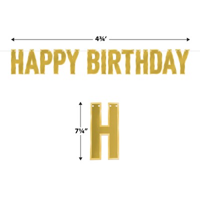 Beistle Happy Birthday Streamer, Gold, 3/Pack (56186-GD)