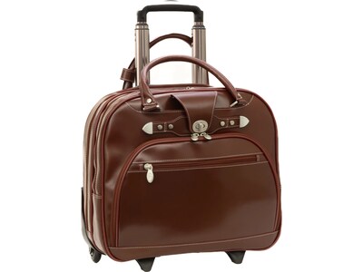 McKleinUSA REDWOOD 15 Leather Rolling Laptop Bag, Red (99696)