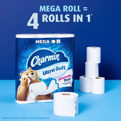 Charmin Ultra Soft Mega Toilet Paper, 2-Ply, White, 224 Sheets/Roll, 30 Rolls/Pack (01537)