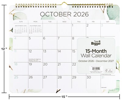 2026-2027 Overland Travelware 15" x 12" Monthly Wall Calendar (90524)