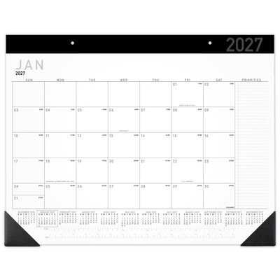 2027 AT-A-GLANCE Contemporary 21.75 x 17 Monthly Desk Pad Calendar, White/Black (SK24X-00-27)