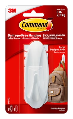 Command Large Decorative Hook, 5lb., White (17083ES)