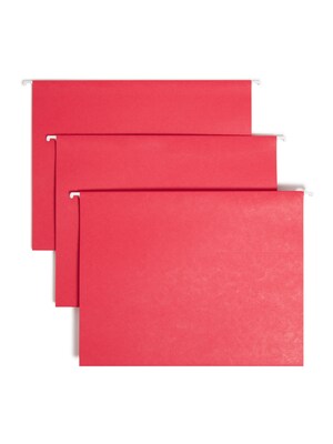 Smead Heavy Duty TUFF Recycled Hanging File Folder, 3-Tab Tab, Letter Size, Red, 18/Box (64043)