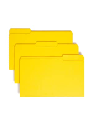 Smead File Folder, 3 Tab, Legal Size, Yellow, 100/Box (17943)