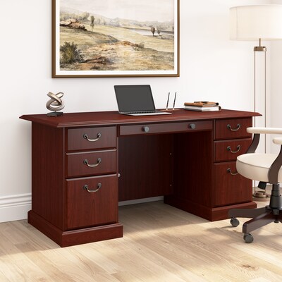 Bush Business Furniture 66"W Arlington Executive Desk with Drawers, Harvest Cherry (WC65566-03K)