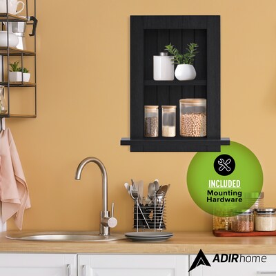 AdirHome Wood Bathroom Recessed Wall Shelf, 18" x 14.37" x 4.8", Black, 2/Pack (515-01-BLK-2PK)