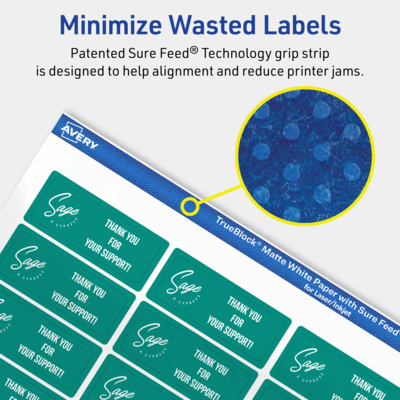 Avery TrueBlock Laser/Inkjet Rectangle Multipurpose Labels, 2/3" x 1-3/4", White, 4400/Box (94209)