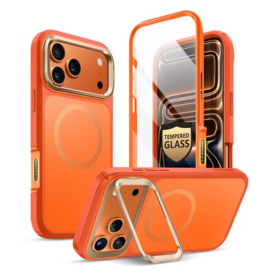 i-Blason Ares Flip Phone Case for iPhone 17 Pro Max, Shock Absorbing, Orange (iPhone2025Max-AreFlip-GSSP-Coral)