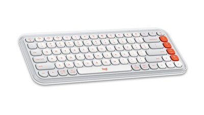 Logitech POP Icon Keys Wireless Keyboard, Off White/Orange (920-012935)