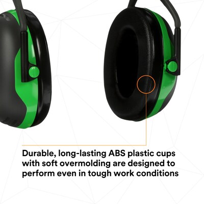 3M PELTOR X1A Earmuffs, Black/Green, 10/Carton (247-X1A)