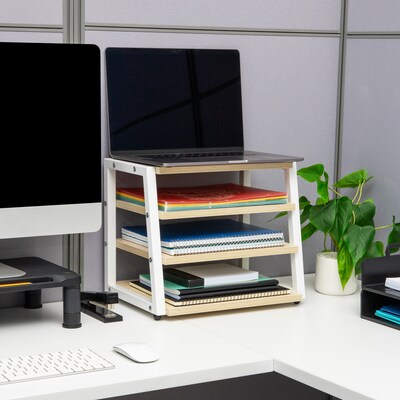 Mind Reader 4-Tier Metal Front Loading Letter Tray, Letter/Legal Size, White (DESHELV4-WHT)