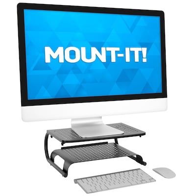 Mount-It! 2-Tier Monitor Stand, Up to 32", Black (MI-7361)