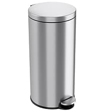 iTouchless SoftStep Round Stainless Steel Step Trash Can with Hinged Lid, 7.93 Gallon (IP08RSS)