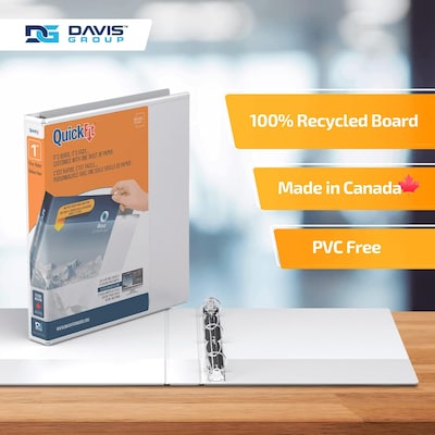 Davis Group QuickFit 1" 3-Ring Standard Binders, White, 6/Pack (88010-06)
